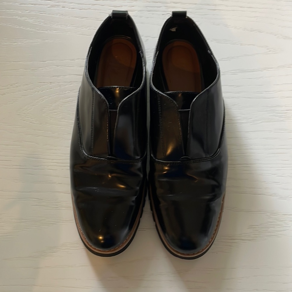 Zara black patent loafers. Size 8.